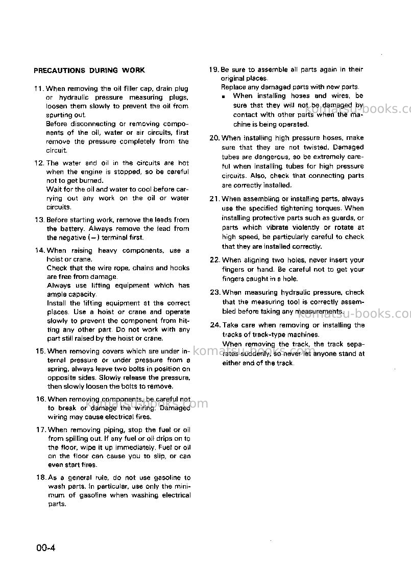 Komatsu 6d105-1jpn Repair & maintenance cover Page 6 Komatsu 6d105-1jpn Repair & maintenance cover Page 6