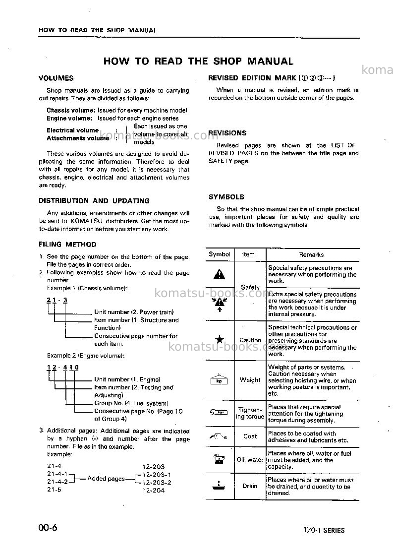 Komatsu s6d170-1jpn-for ksp Repair & maintenance cover Page 6 Komatsu s6d170-1jpn-for ksp Repair & maintenance cover Page 6