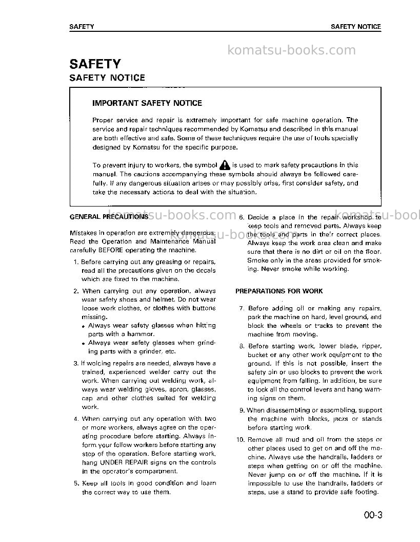 Komatsu d575a-2jpn Repair & maintenance cover Page 6
