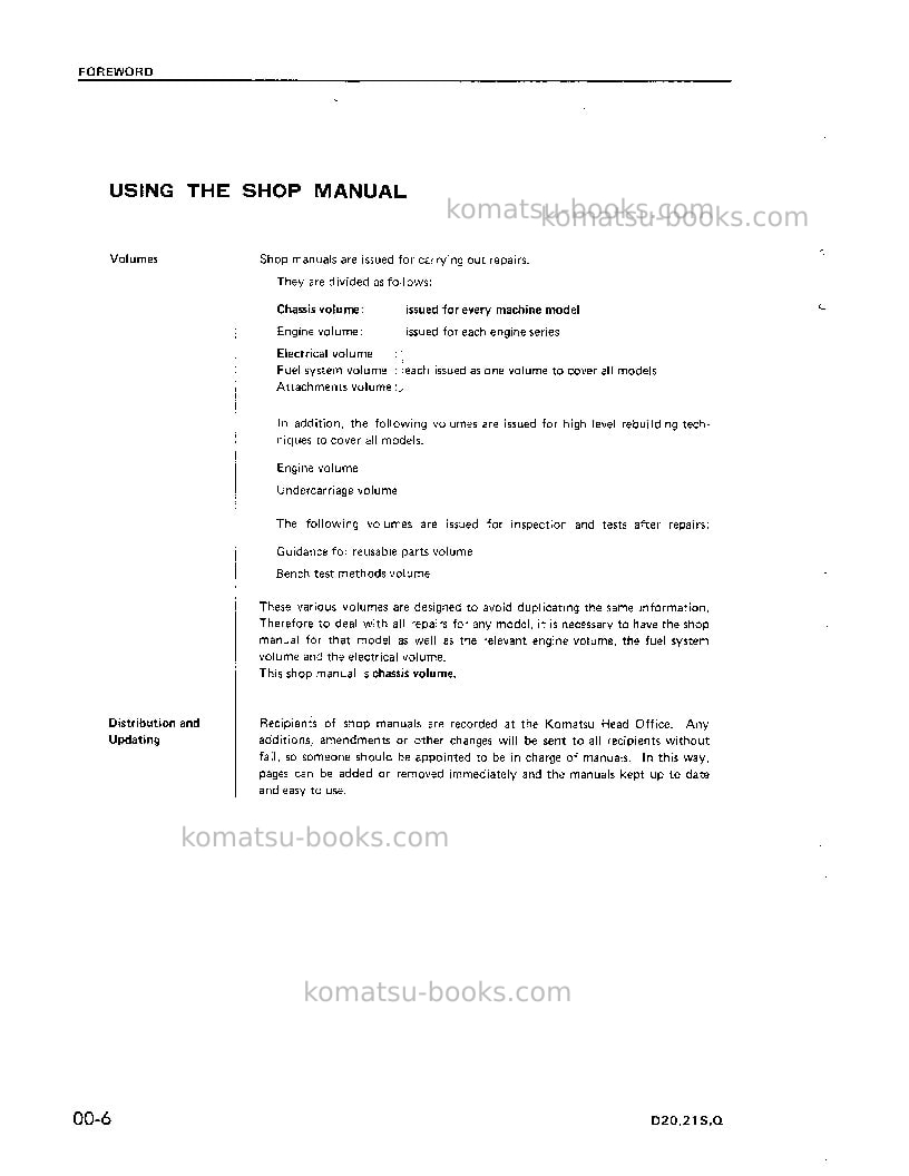 Komatsu d21q-5jpn Repair & maintenance cover Page 6 Komatsu d21q-5jpn Repair & maintenance cover Page 6
