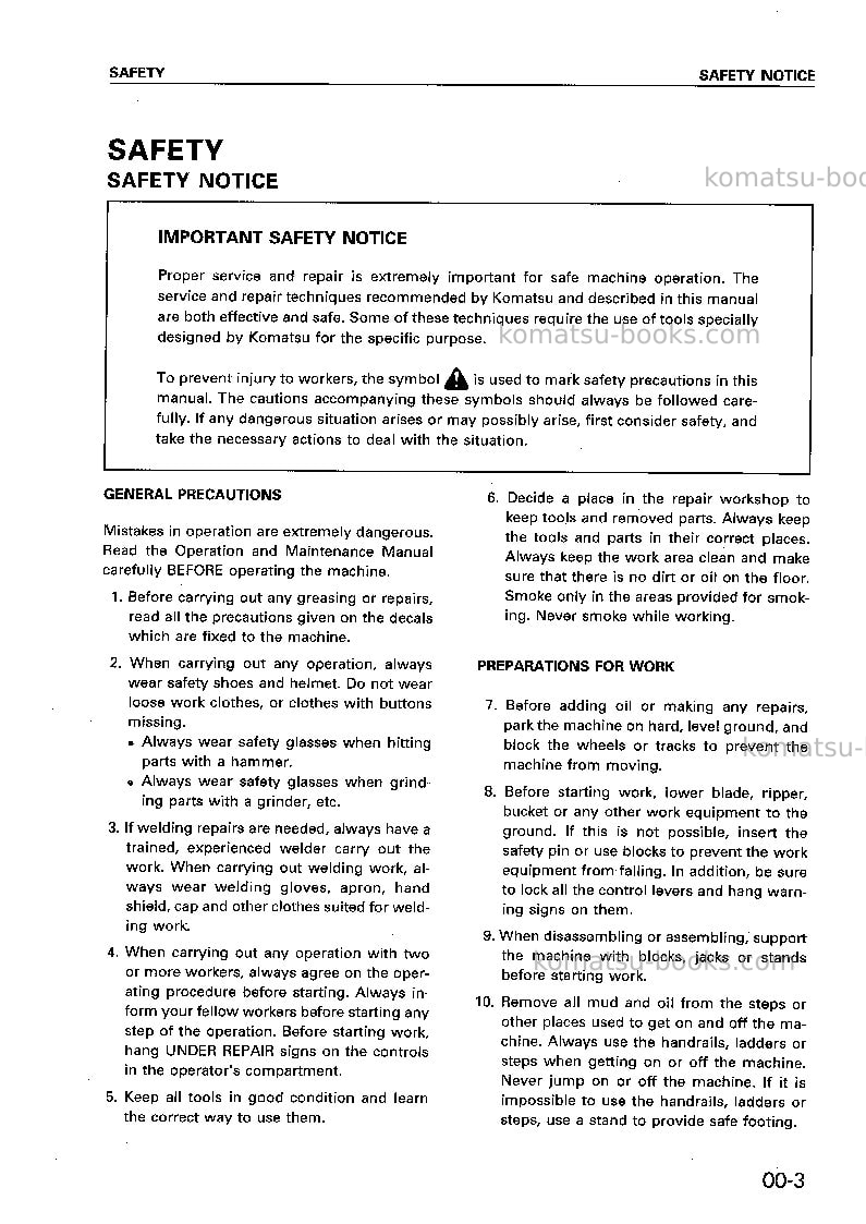 Komatsu pc120-6jpn-excel Repair & maintenance cover Page 6 Komatsu pc120-6jpn-excel Repair & maintenance cover Page 6