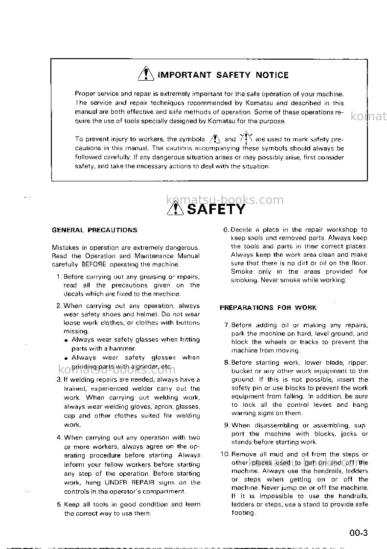 Komatsu d20pl-6jpn Repair & maintenance cover Page 6 Komatsu d20pl-6jpn Repair & maintenance cover Page 6