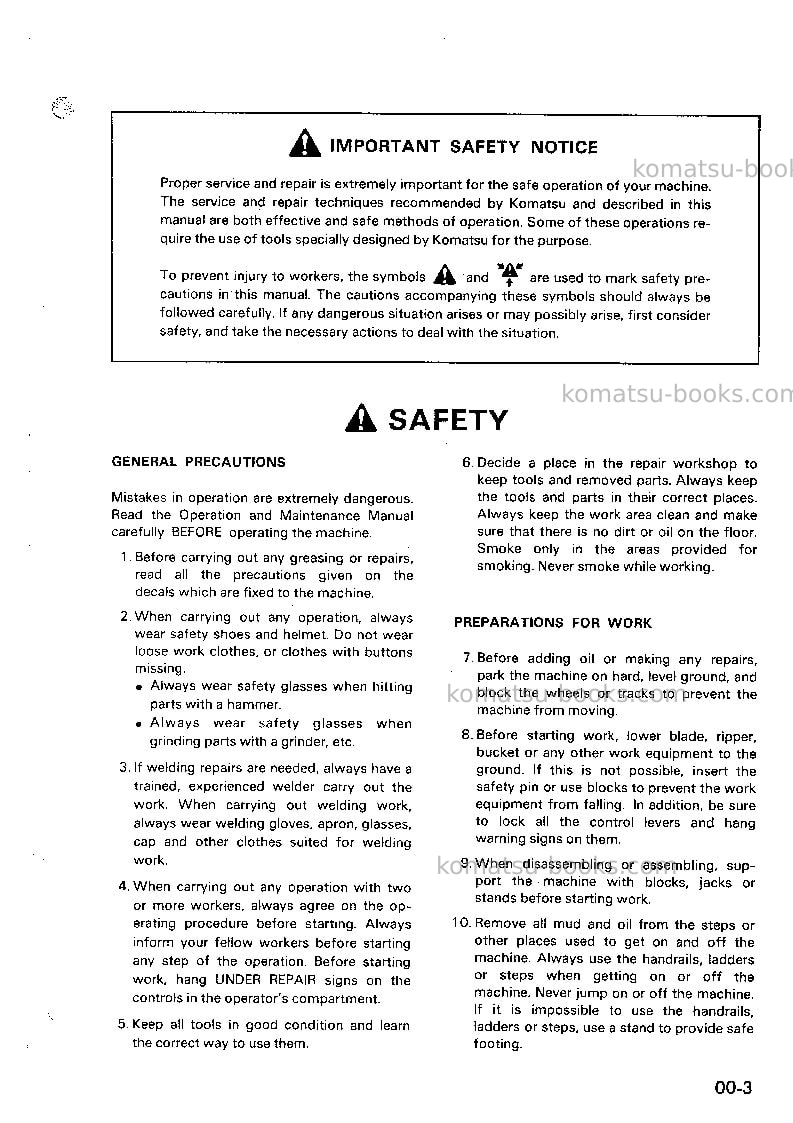 Komatsu d37e-2jpn Repair & maintenance cover Page 6