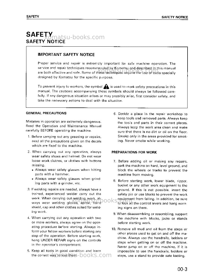 Komatsu d53a-17jpn Repair & maintenance cover Page 6 Komatsu d53a-17jpn Repair & maintenance cover Page 6
