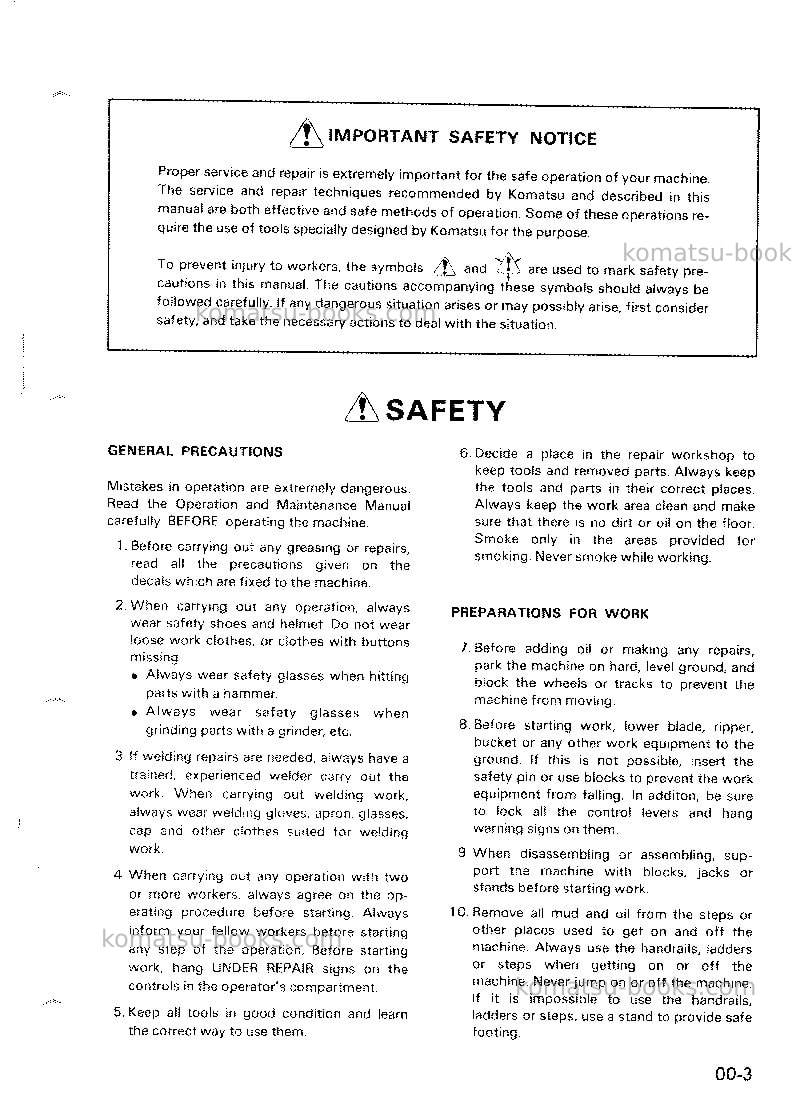 Komatsu d66s-1jpn Repair & maintenance cover Page 6 Komatsu d66s-1jpn Repair & maintenance cover Page 6