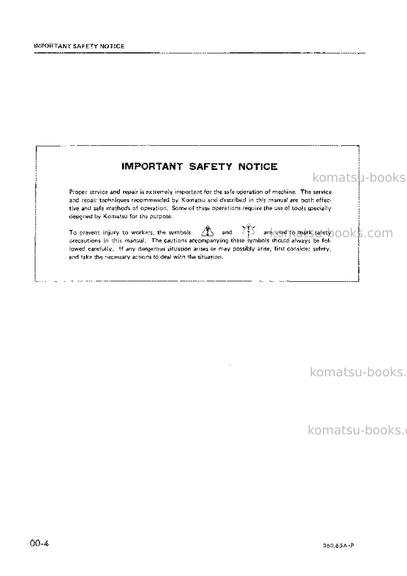 Komatsu d60e-6jpn Repair & maintenance cover Page 6 Komatsu d60e-6jpn Repair & maintenance cover Page 6