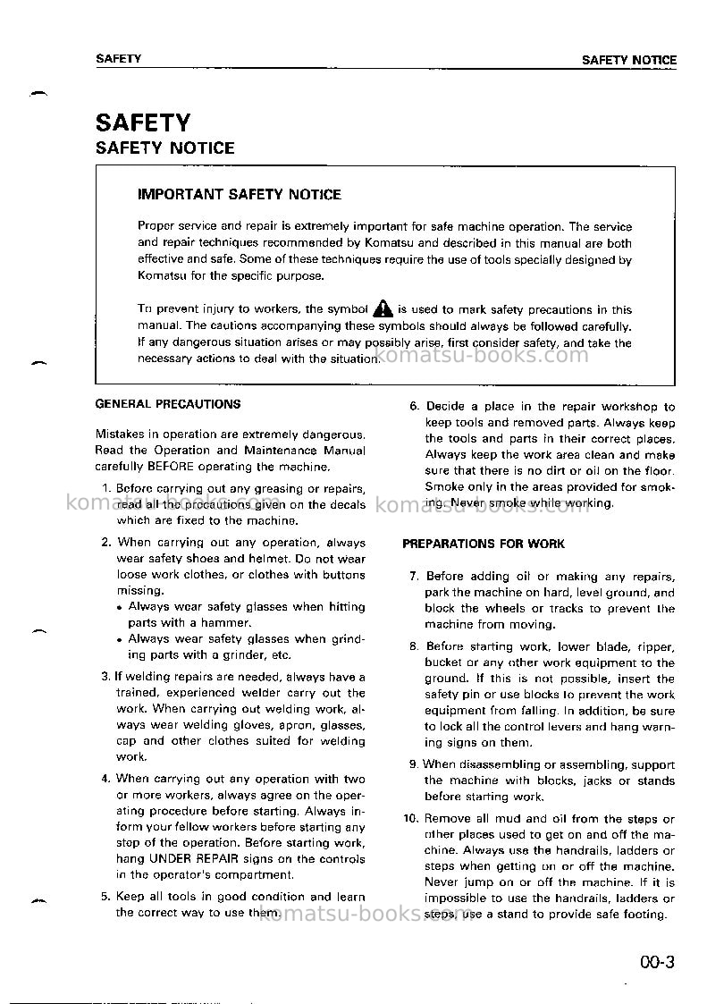 Komatsu d155a-2jpn Repair & maintenance cover Page 6 Komatsu d155a-2jpn Repair & maintenance cover Page 6