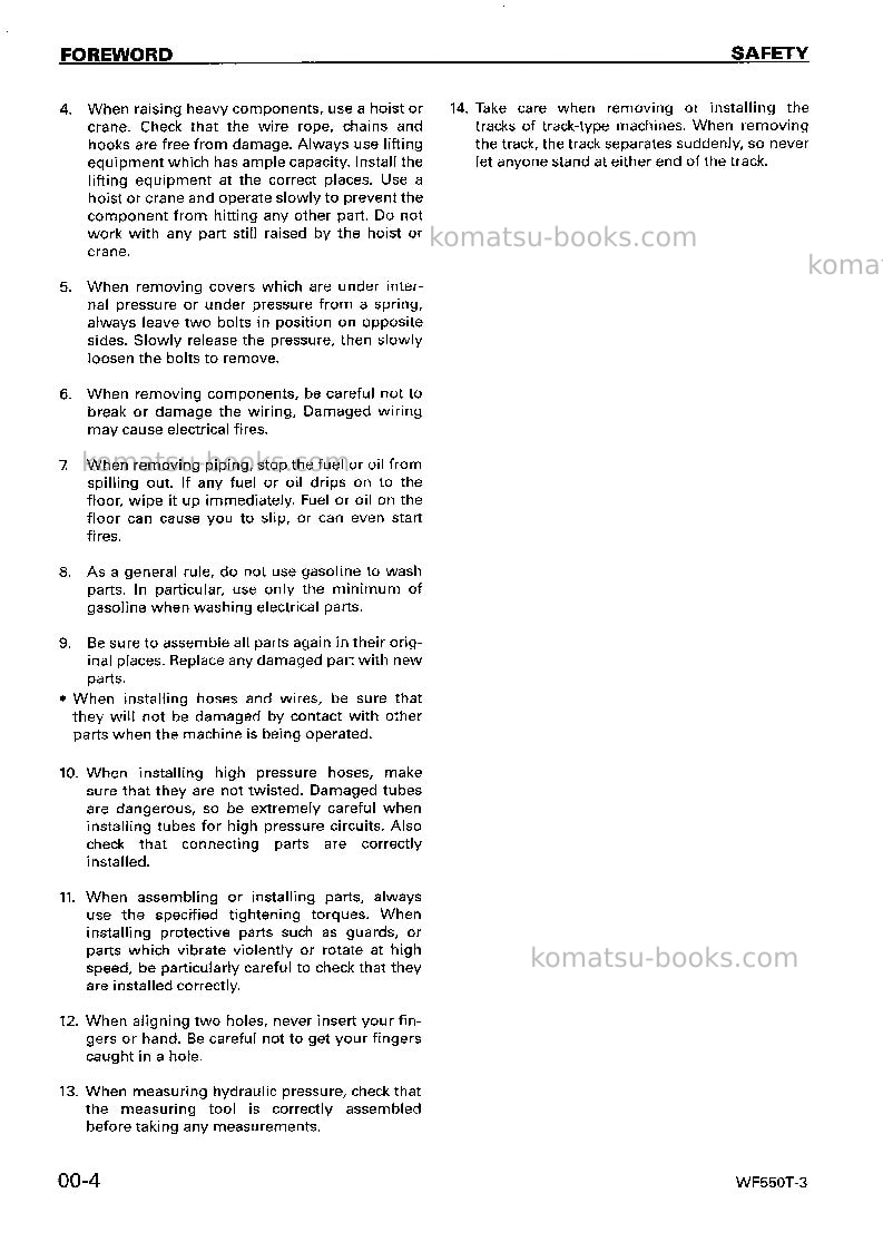 Komatsu wf550t-3jpn Repair & maintenance cover Page 6