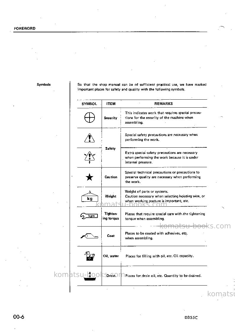 Komatsu d355c-3jpn Repair & maintenance cover Page 6