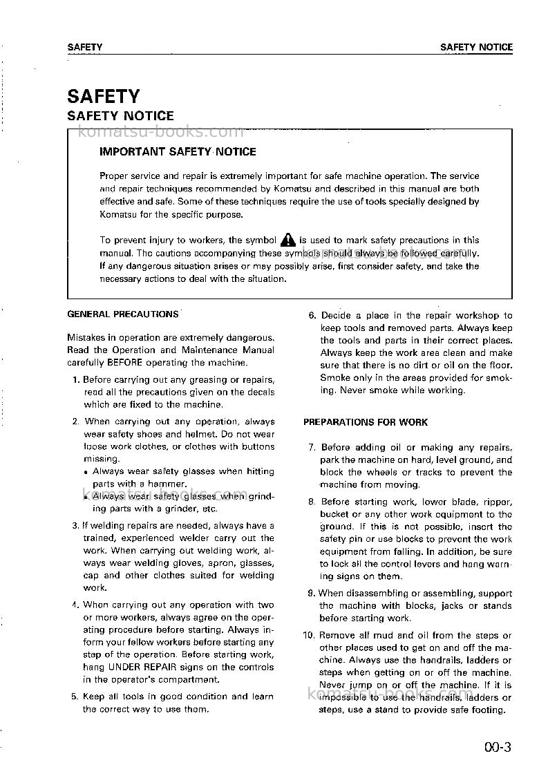Komatsu d375a-2jpn Repair & maintenance cover Page 6 Komatsu d375a-2jpn Repair & maintenance cover Page 6