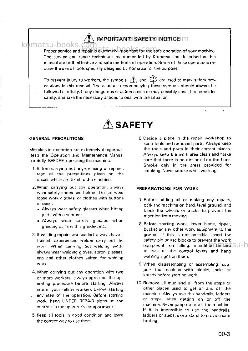 Komatsu pc100-3jpn Repair & maintenance cover Page 6 Komatsu pc100-3jpn Repair & maintenance cover Page 6