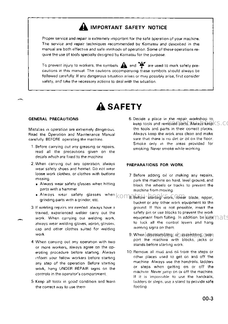 Komatsu pc120-5jpn Repair & maintenance cover Page 6 Komatsu pc120-5jpn Repair & maintenance cover Page 6