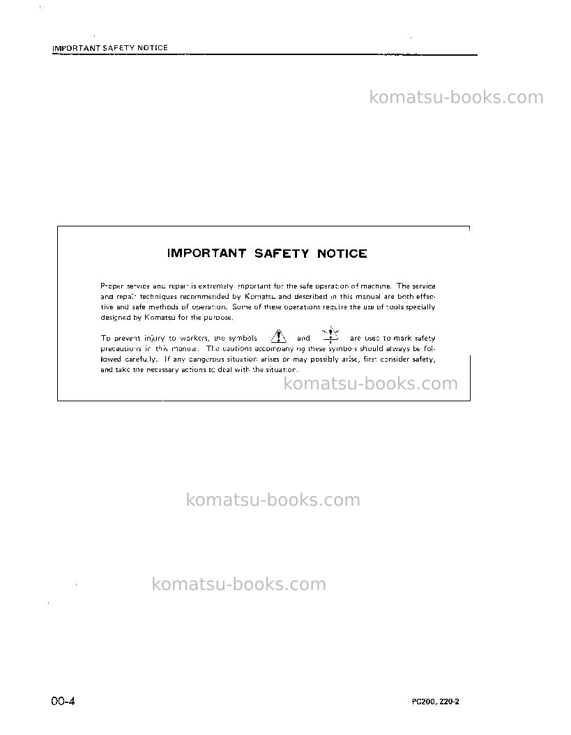 Komatsu pc220lc-2jpn Repair & maintenance cover Page 6 Komatsu pc220lc-2jpn Repair & maintenance cover Page 6