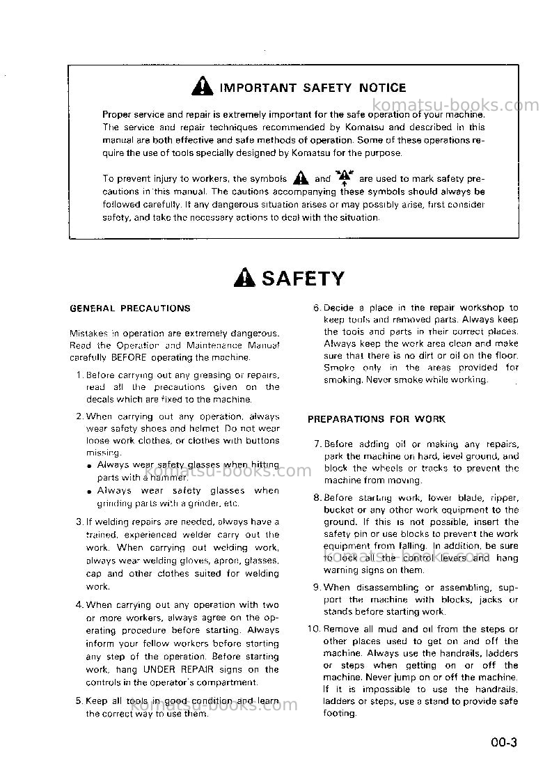 Komatsu pc300-5jpn-custom Repair & maintenance cover Page 6 Komatsu pc300-5jpn-custom Repair & maintenance cover Page 6