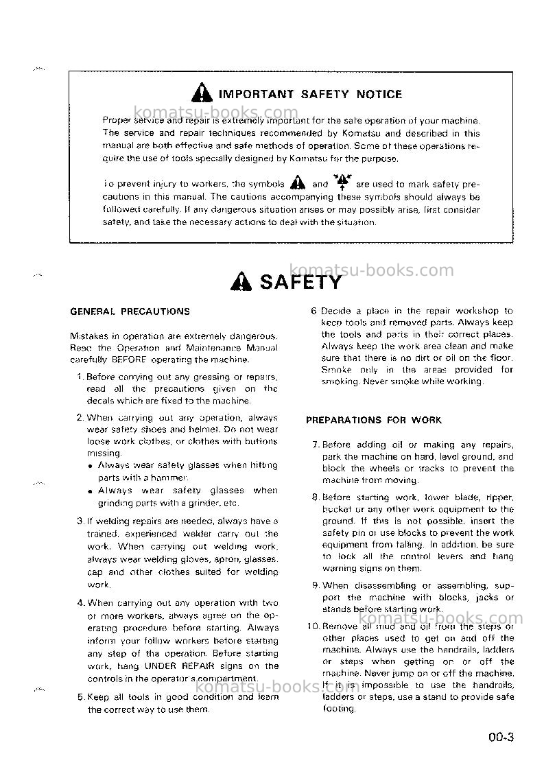 Komatsu pw60-3jpn Repair & maintenance cover Page 6 Komatsu pw60-3jpn Repair & maintenance cover Page 6