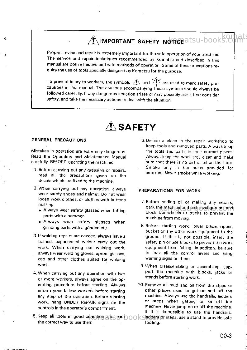 Komatsu pw150-1jpn Repair & maintenance cover Page 6 Komatsu pw150-1jpn Repair & maintenance cover Page 6