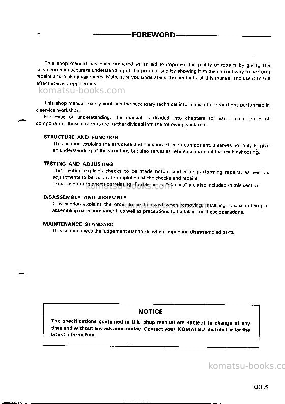 Komatsu pc28uu-1jpn Repair & maintenance cover Page 6