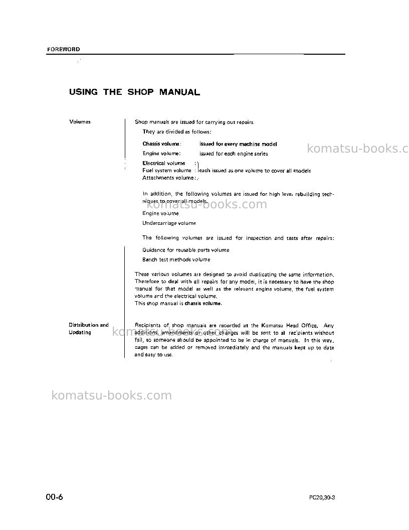 Komatsu pc30-3jpn Repair & maintenance cover Page 6 Komatsu pc30-3jpn Repair & maintenance cover Page 6