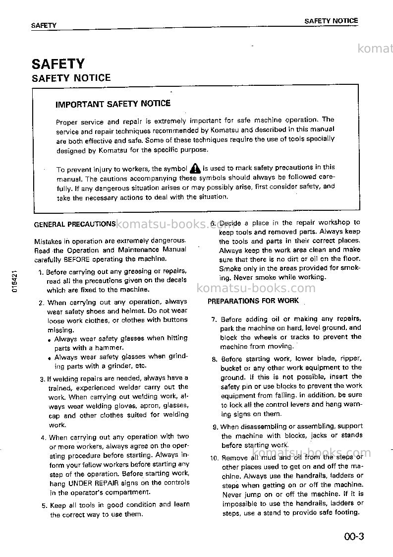 Komatsu d85p-21jpn Repair & maintenance cover Page 6 Komatsu d85p-21jpn Repair & maintenance cover Page 6