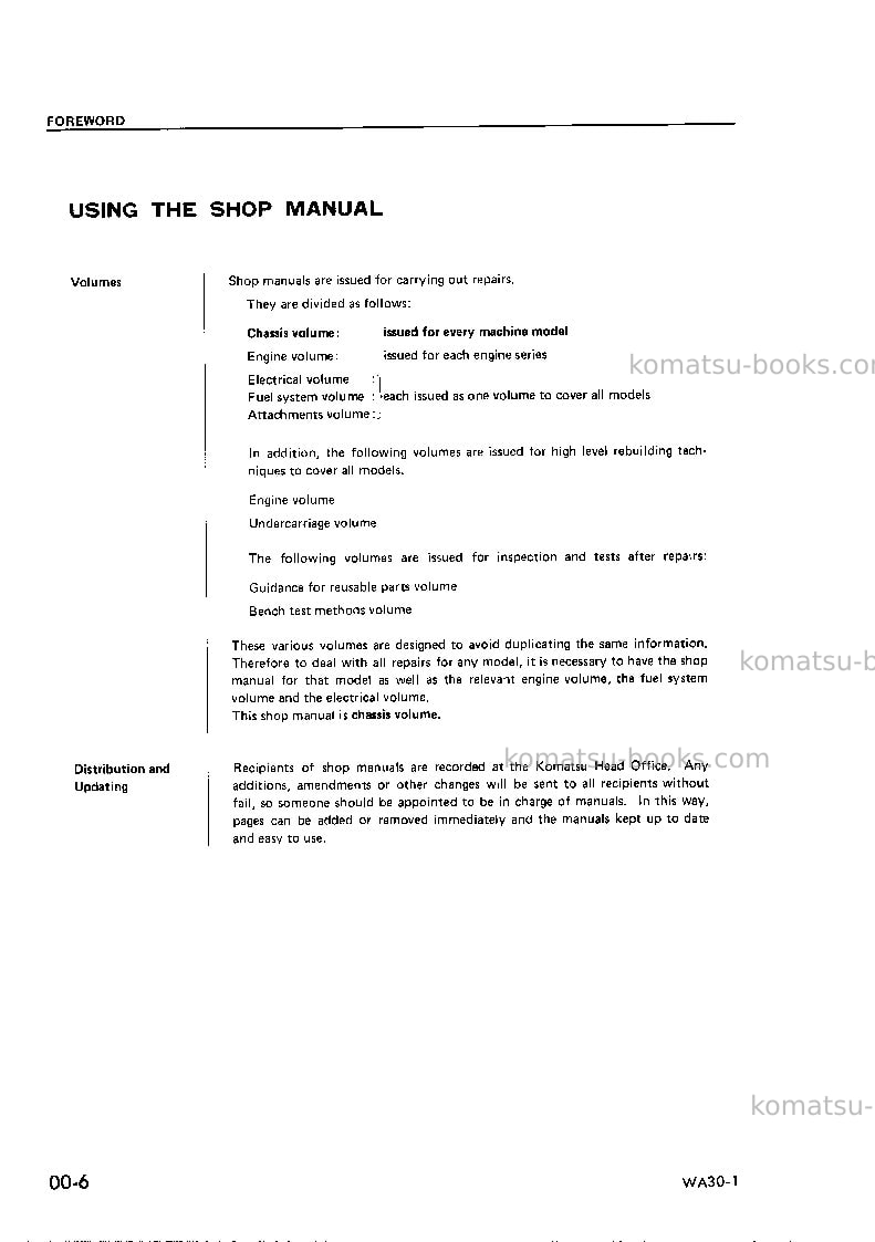 Komatsu wa30-1jpn Repair & maintenance cover Page 6
