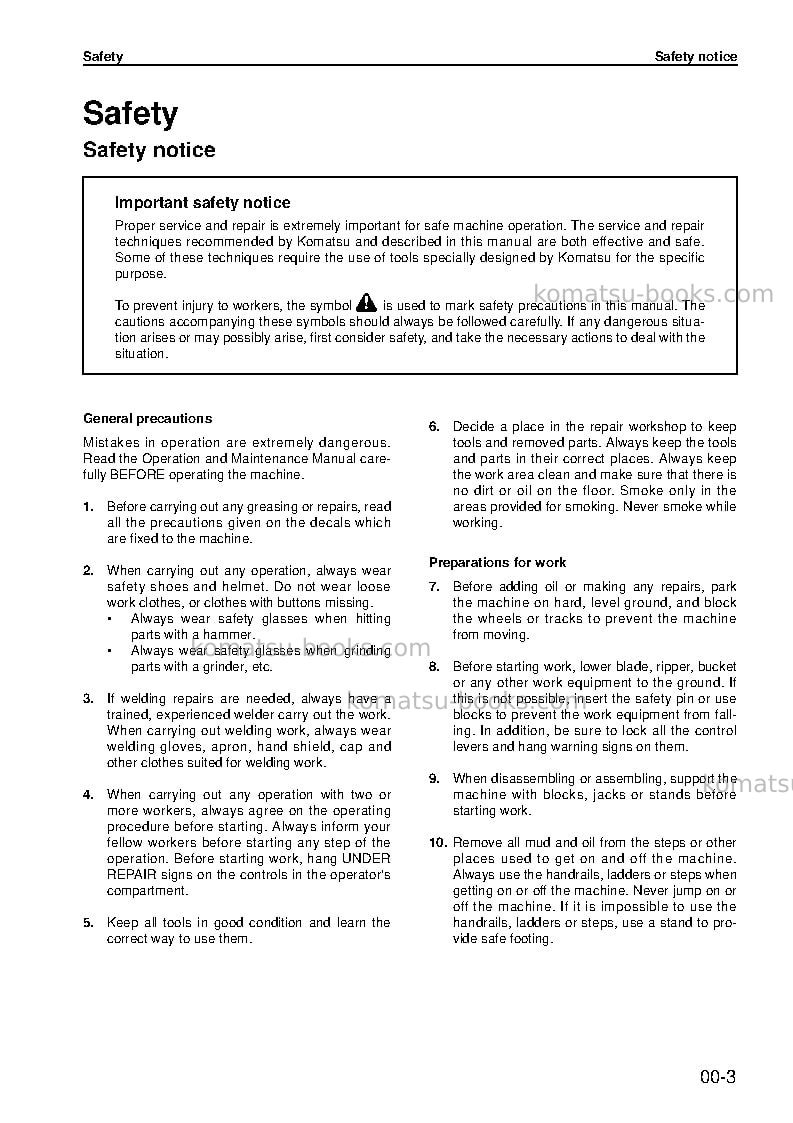 Komatsu pc20mr-2jpn-for canopy Repair & maintenance cover Page 6 Komatsu pc20mr-2jpn-for canopy Repair & maintenance cover Page 6