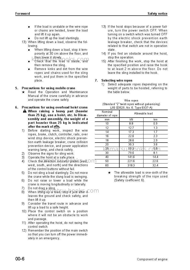 Komatsu engine compjpn-nents Repair & maintenance cover Page 6