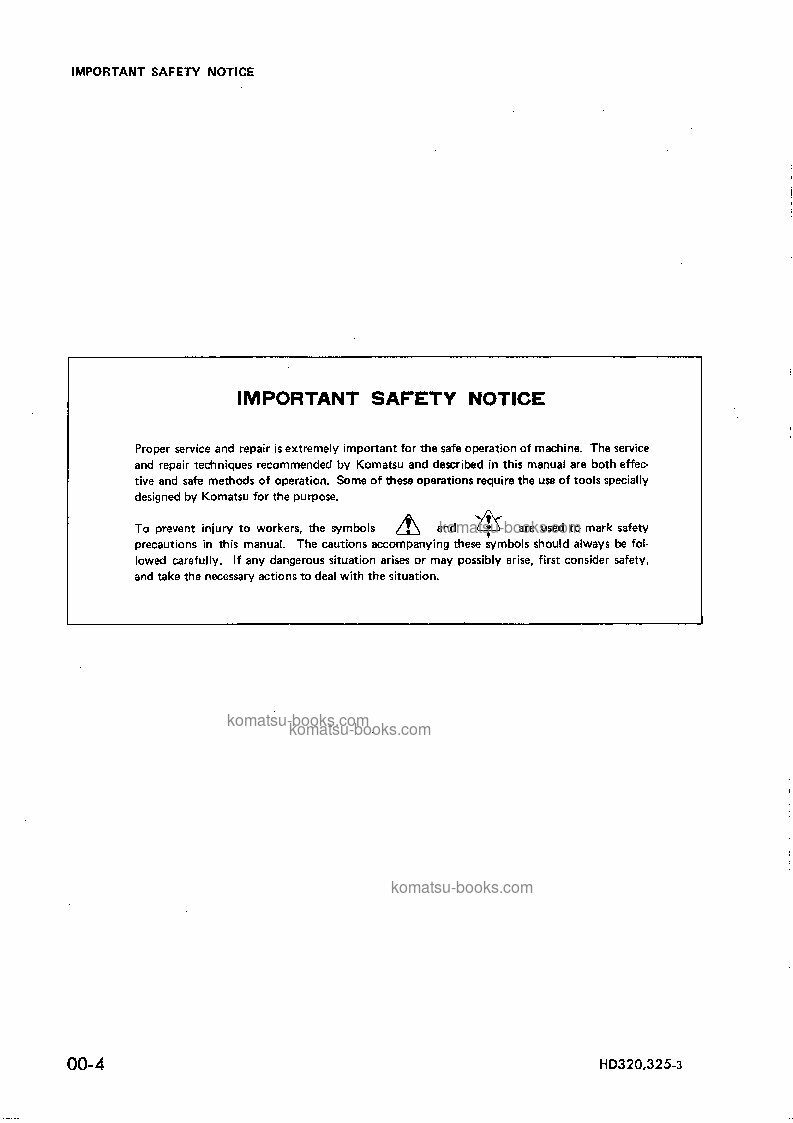 Komatsu hd325-3jpn 维修与保养手册 封面 页 6