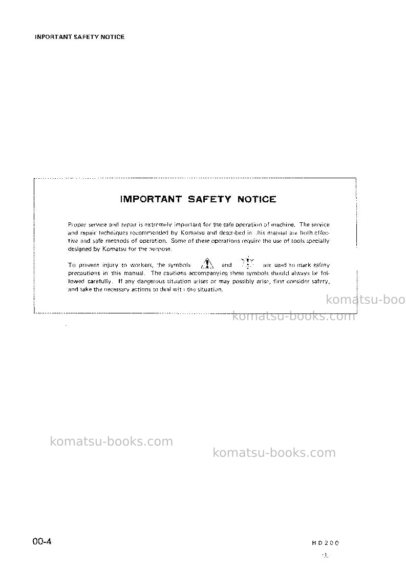 Komatsu hd200-2jpn Repair & maintenance cover Page 6 Komatsu hd200-2jpn Repair & maintenance cover Page 6