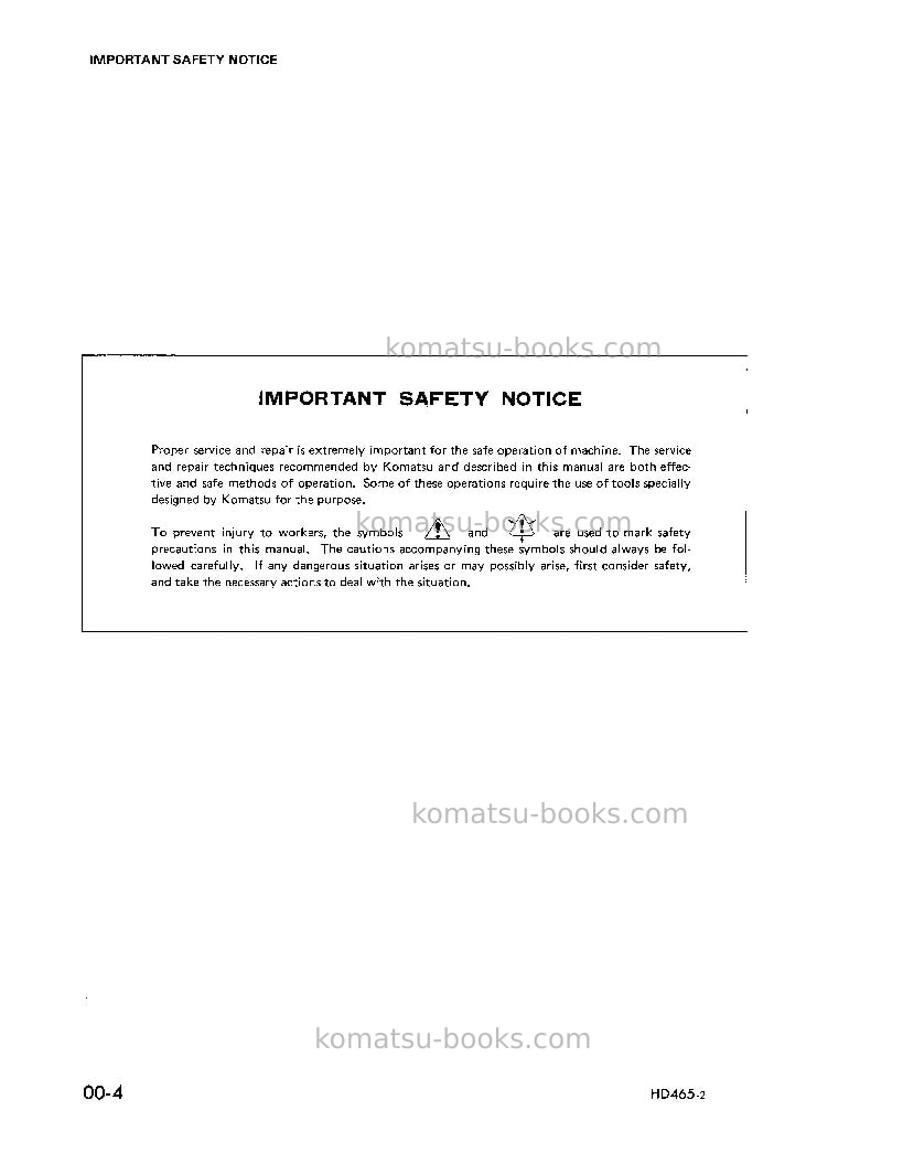 Komatsu hd465-2jpn Repair & maintenance cover Page 6