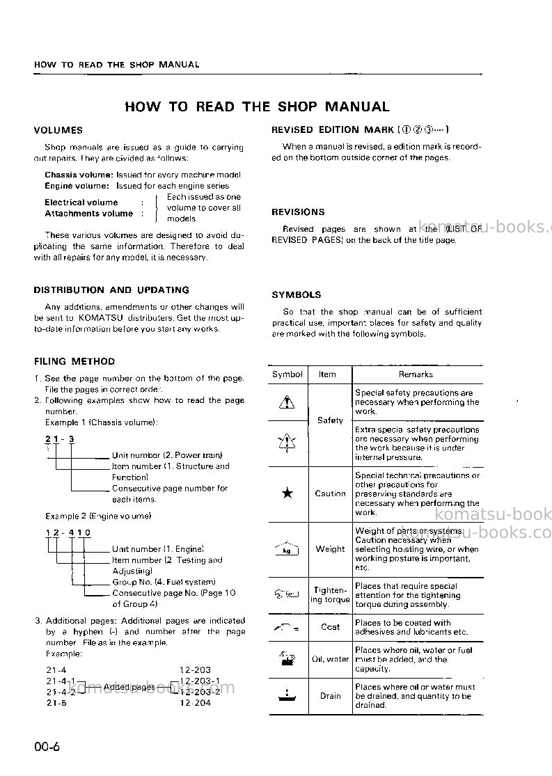 Komatsu eg300-2jpn Repair & maintenance cover Page 6 Komatsu eg300-2jpn Repair & maintenance cover Page 6