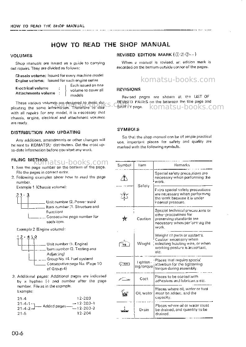 Komatsu eg15-2jpn Repair & maintenance cover Page 6 Komatsu eg15-2jpn Repair & maintenance cover Page 6