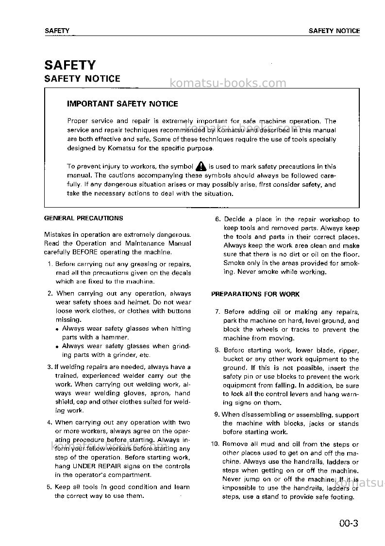 Komatsu 6d140-1jpn Repair & maintenance cover Page 6 Komatsu 6d140-1jpn Repair & maintenance cover Page 6
