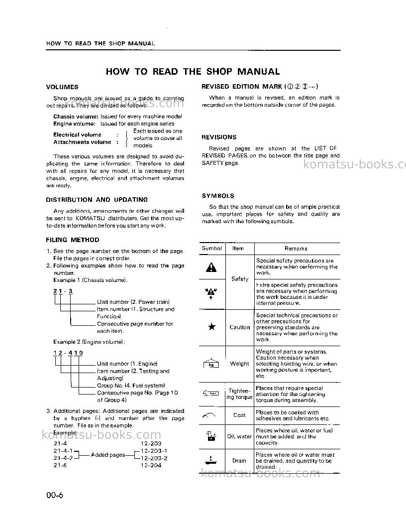 Komatsu pc150lc-5usa Repair & maintenance cover Page 6 Komatsu pc150lc-5usa Repair & maintenance cover Page 6