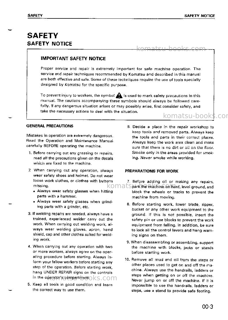 Komatsu d58e-1jpn Repair & maintenance cover Page 6 Komatsu d58e-1jpn Repair & maintenance cover Page 6