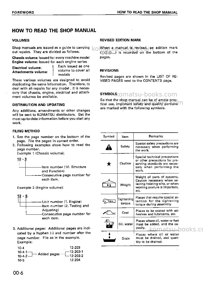 Komatsu wd500-3jpn Repair & maintenance cover Page 6 Komatsu wd500-3jpn Repair & maintenance cover Page 6