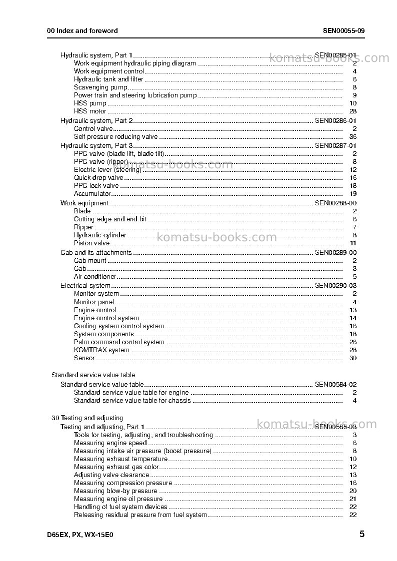 Komatsu d65px-15jpn-e0 Repair & maintenance cover Page 6 Komatsu d65px-15jpn-e0 Repair & maintenance cover Page 6