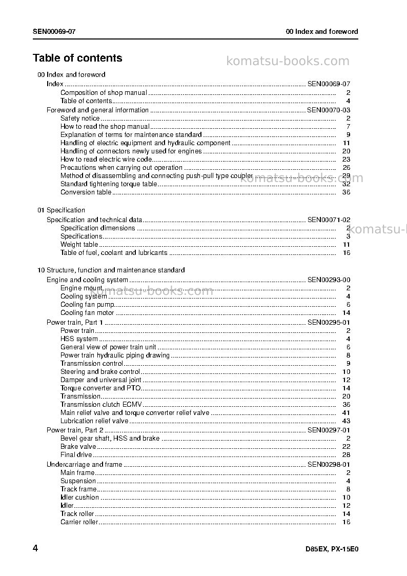 Komatsu d85px-15jpn-e0 Repair & maintenance cover Page 6