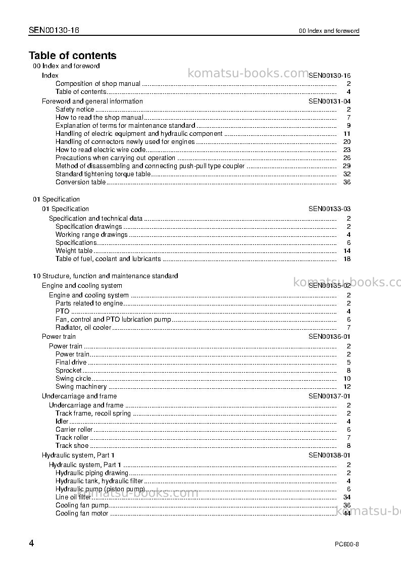 Komatsu pc600-8jpn Repair & maintenance cover Page 6