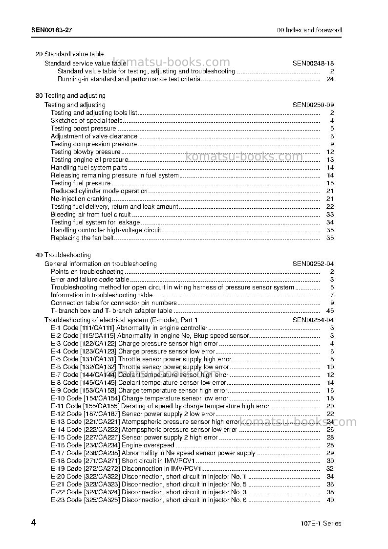 Komatsu 4d107e-1jpn Repair & maintenance cover Page 6 Komatsu 4d107e-1jpn Repair & maintenance cover Page 6