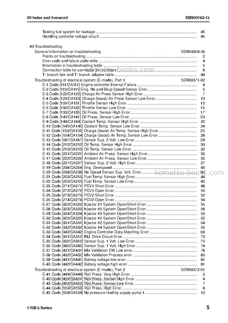 Komatsu saa6d170e-5jpn Repair & maintenance cover Page 6 Komatsu saa6d170e-5jpn Repair & maintenance cover Page 6