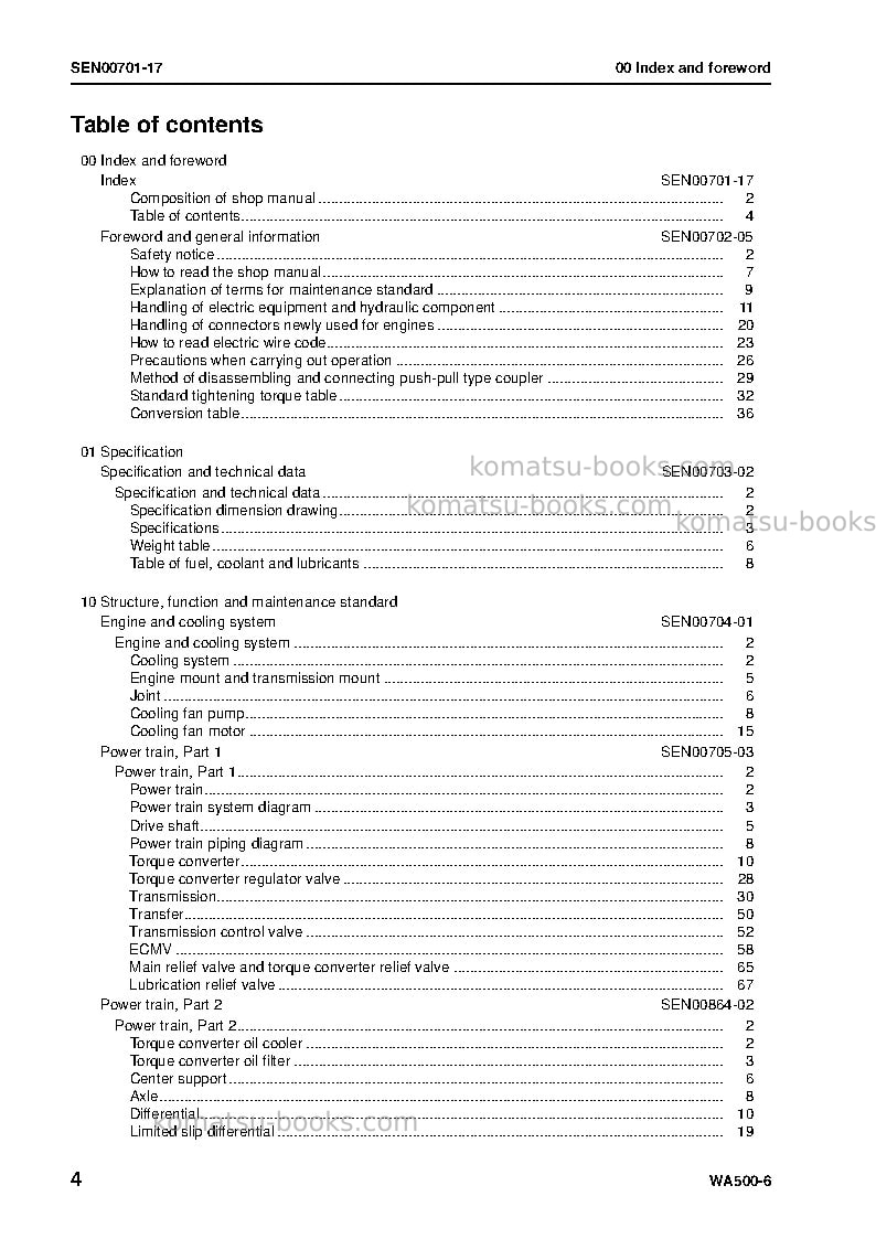 Komatsu wa500-6jpn Repair & maintenance cover Page 6