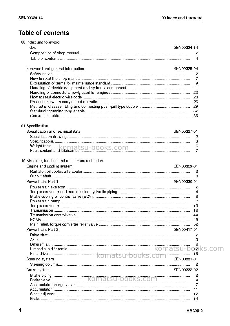 Komatsu hm300-2jpn Repair & maintenance cover Page 6 Komatsu hm300-2jpn Repair & maintenance cover Page 6