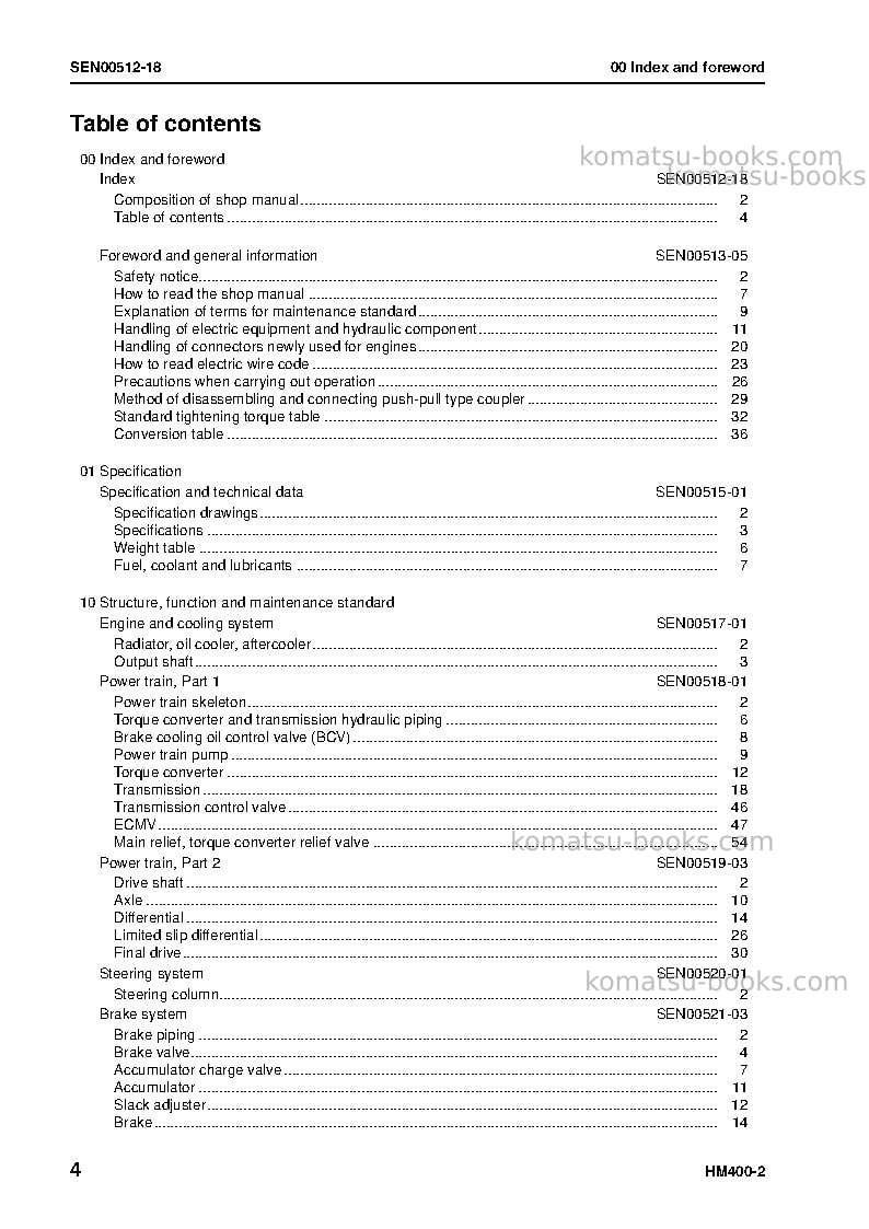 Komatsu hm400-2jpn Repair & maintenance cover Page 6