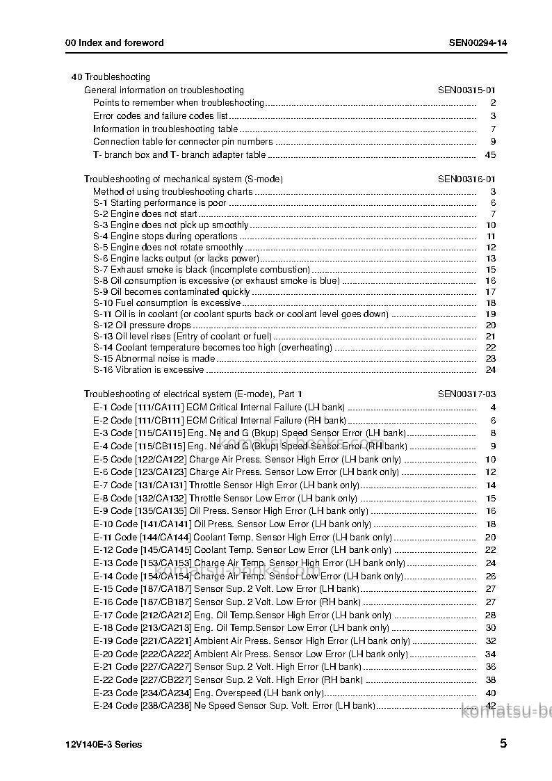 Komatsu 12v140e-3jpn Repair & maintenance cover Page 6 Komatsu 12v140e-3jpn Repair & maintenance cover Page 6