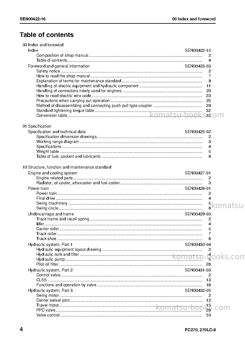 Komatsu pc270-8jpn Repair & maintenance cover Page 6