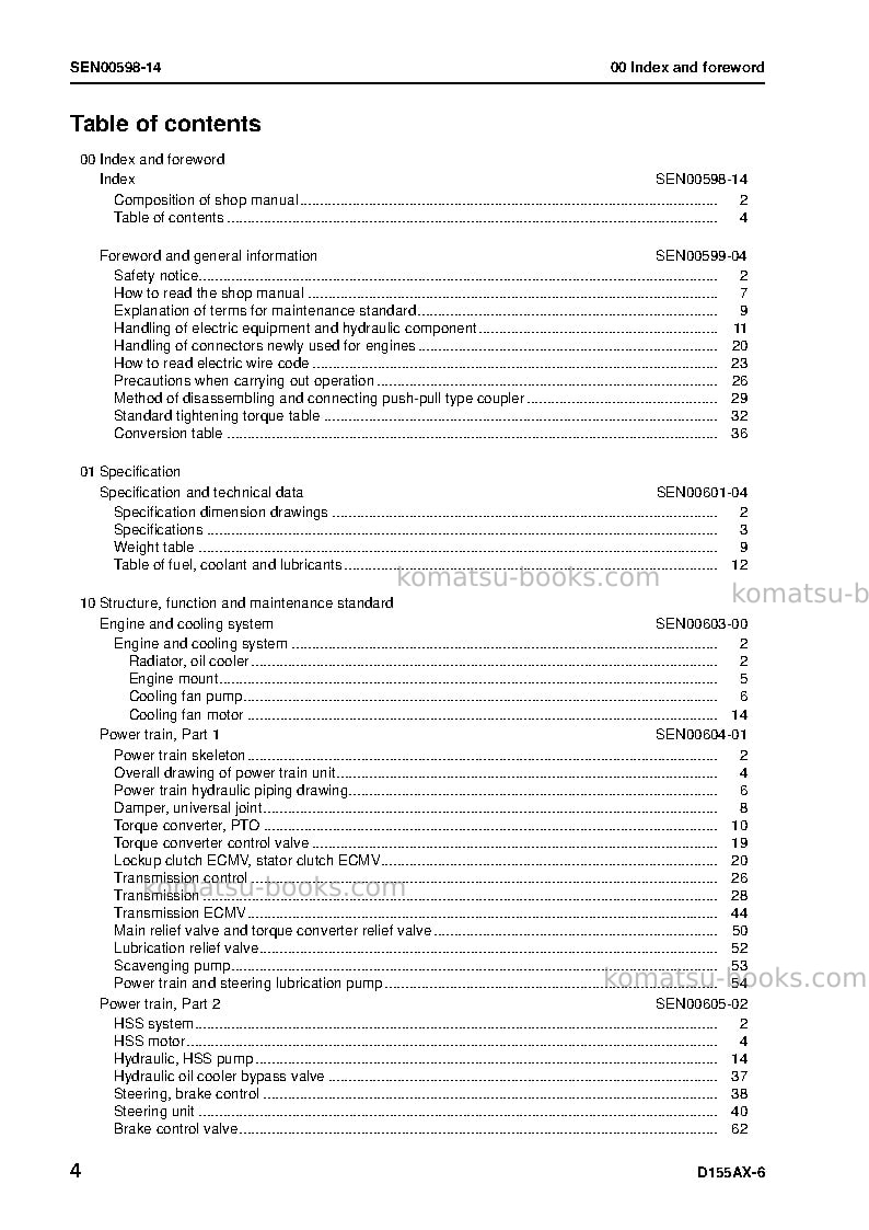 Komatsu d155ax-6jpn Repair & maintenance cover Page 6 Komatsu d155ax-6jpn Repair & maintenance cover Page 6