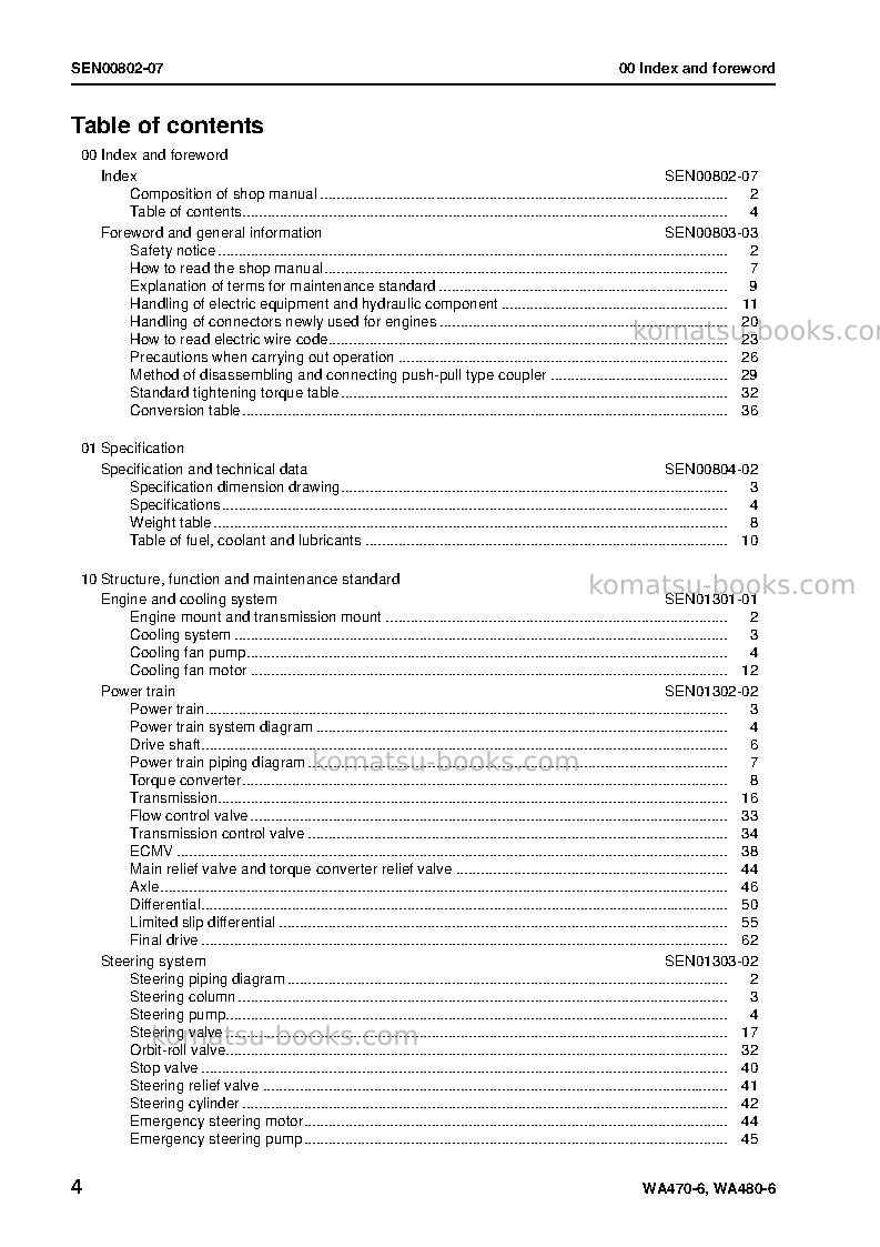 Komatsu wa470-6jpn Repair & maintenance cover Page 6