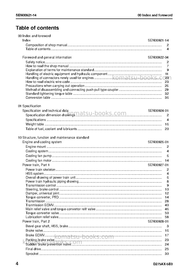 Komatsu d275ax-5jpn-tier3 Repair & maintenance cover Page 6