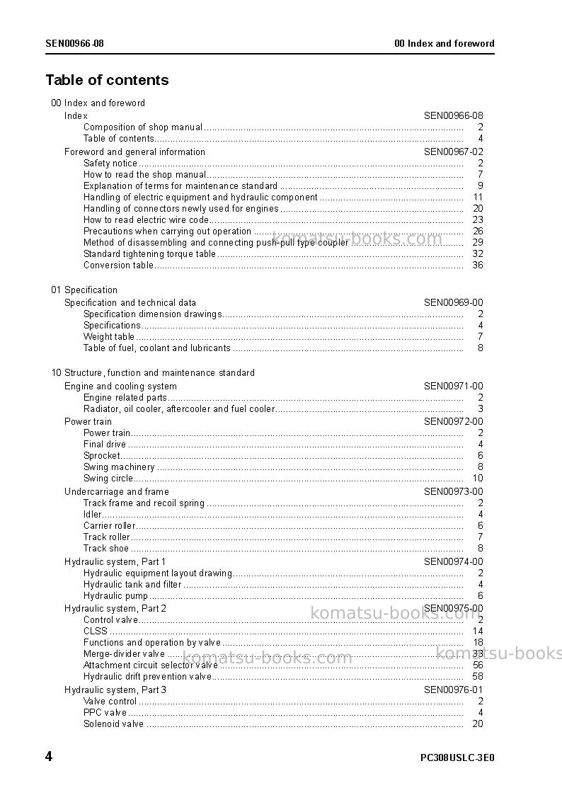 Komatsu pc308uslc-3jpn-e0 Repair & maintenance cover Page 6