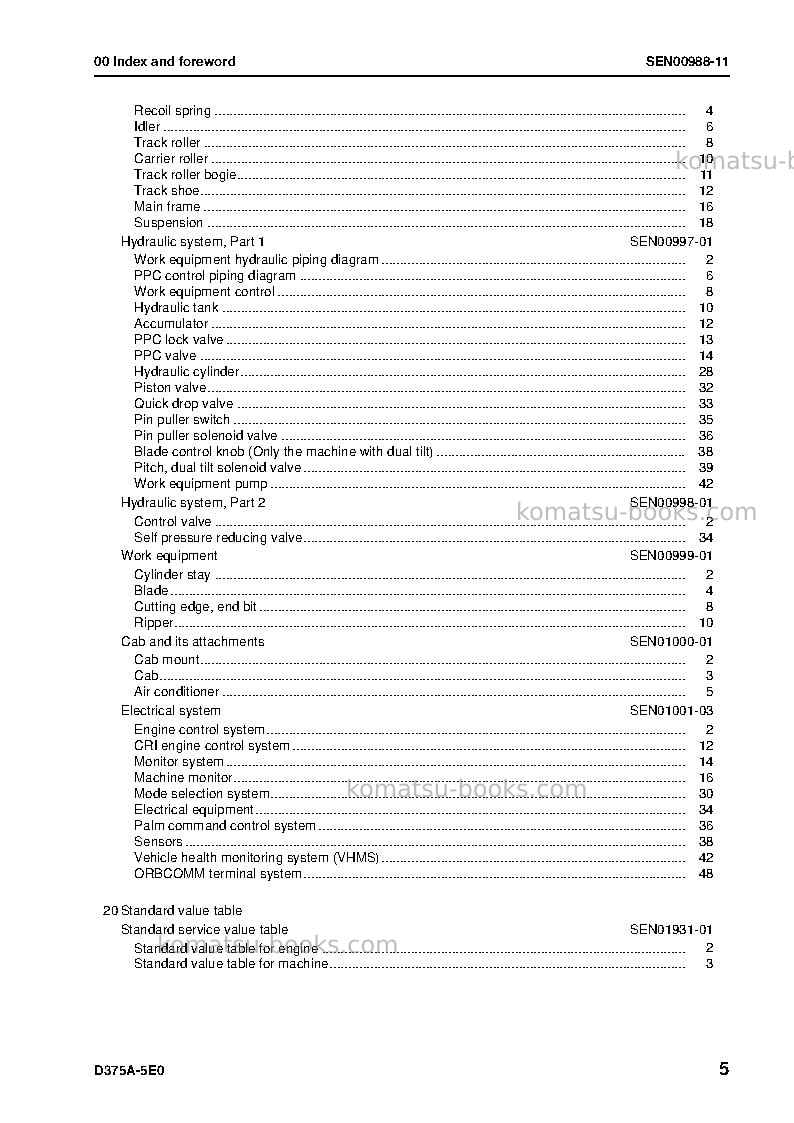 Komatsu d375a-5jpn-e0 Repair & maintenance cover Page 6 Komatsu d375a-5jpn-e0 Repair & maintenance cover Page 6